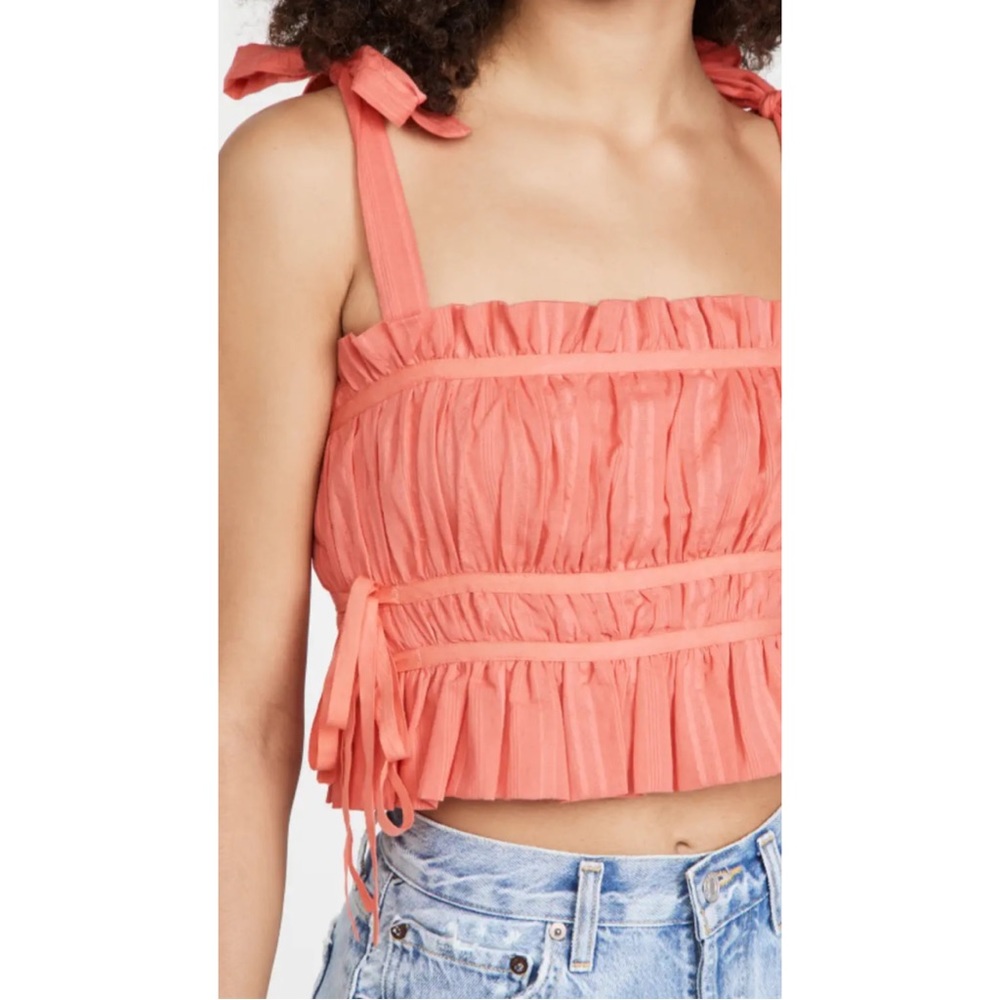PLAYA LUCILA • Coral Pink Pleated Crop Top - Picture 6 of 8